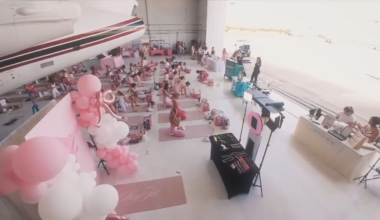 Buckle up and reach for the skies for a pink Pilates class next to private jets - WSVN 7News | Miami News, Weather, Sports