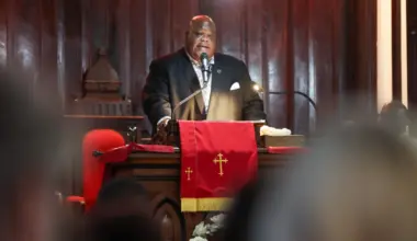 The Rev. Darrien K. Barnes Sr. speaks from the pulpit at First Missionary Baptist Church in Fernandina Beach