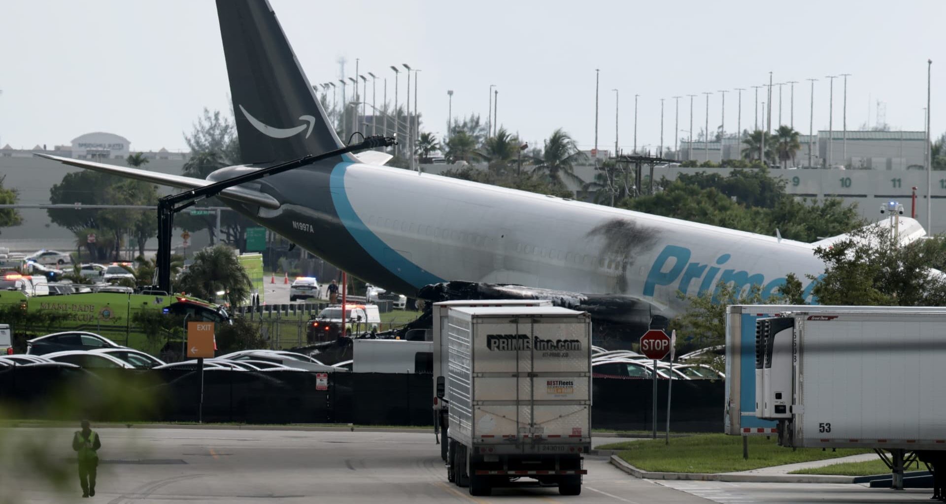 Federal investigators probe Amazon cargo jet's fiery runway crash that killed 5 in Miami