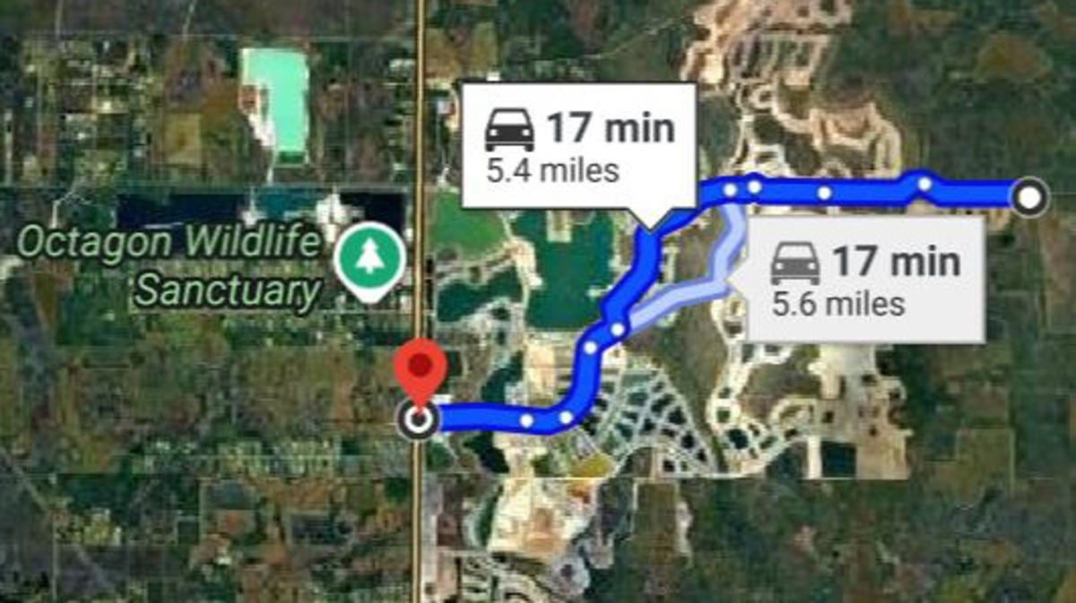 Google Maps shows it can take 17 minutes to get from State Road 31 to the east side of Babcock Ranch, which is located at the Lee-Charlotte county line, north of State Road 80. Google Maps shows it can take 17 minutes to get from State Road 31 to the east side of Babcock Ranch, which is located at the Lee-Charlotte county line, north of State Road 80.