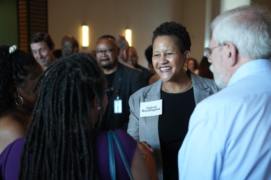 Valerie Washington, one of the three finalists for Tallahassee City Manager, talks during the finalist meet-and-greet event on Sept. 1, 2026.
