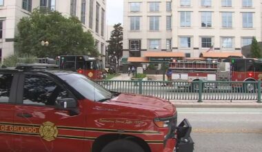 Three hospitalized after suspicious substance found near Orange County courthouse