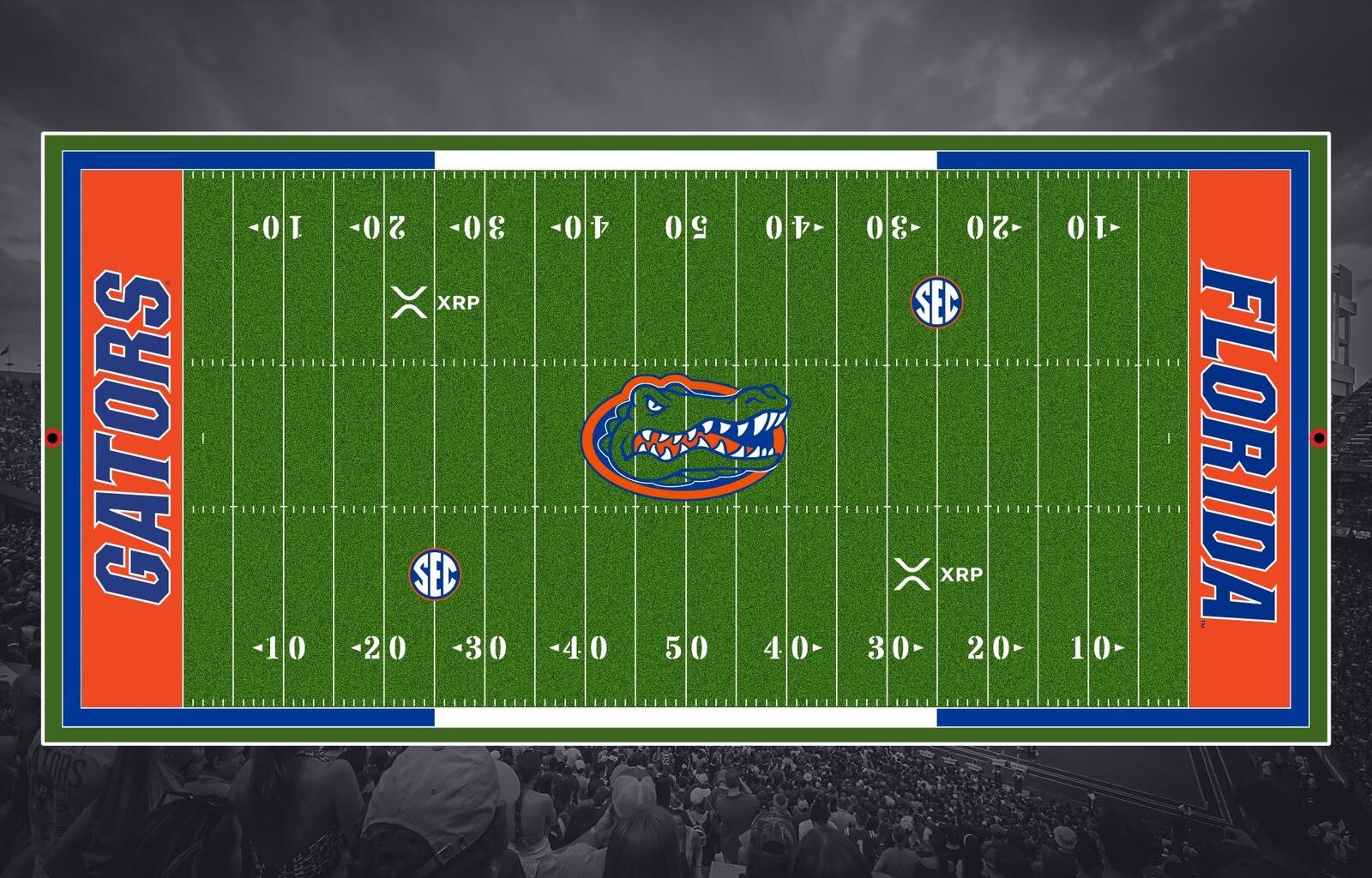 Florida Athletics Debuts XRP cryptocurrency logo at Ben Hill Griffin Stadium
