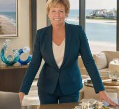 Jill Helgren, Florida real estate advisor with Coastal Properties Group International, in a waterfront office setting.