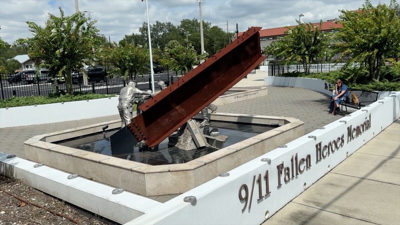 The 9/11 Fallen Heroes Memorial is located in Ybor City. The memorial features a beam salvaged from World Trade Center Tower Two — the South Tower. A stainless-steel sculpture depicts first responders aiding a person.