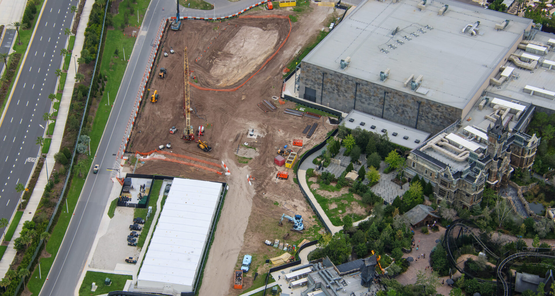 Aerial Photos Reveal New Dark Universe Attraction Under Construction at Epic Universe