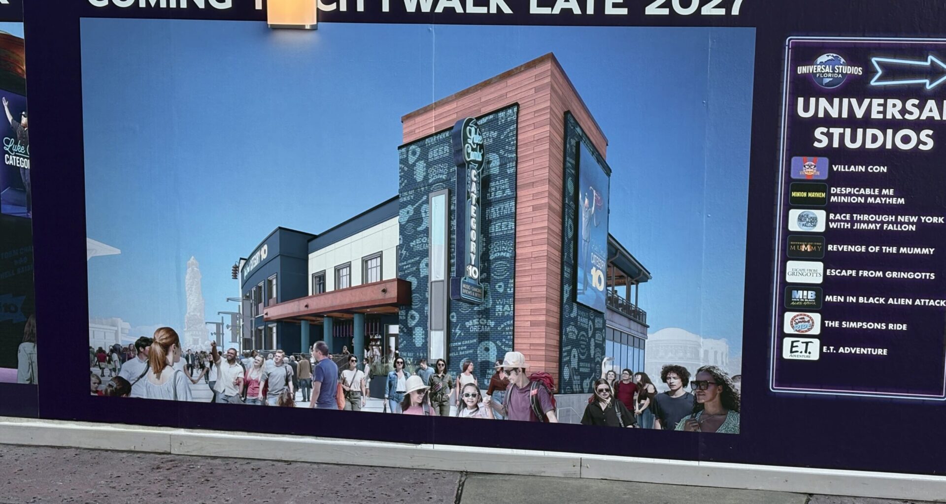 Luke Combs Category 10 Concept Art Added to Construction Walls in Universal CityWalk Orlando