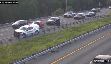 Traffic Alert: Patrol car involved in crash on I-295 South at Atlantic Blvd., left lane blocked