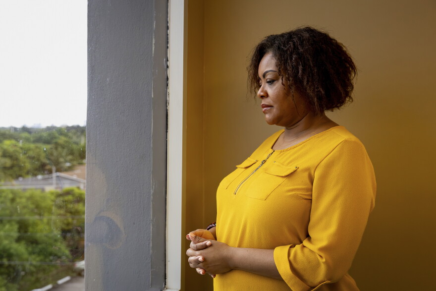 Farah Larrieux, chair of the Miramar Haitian-American Residents and Business Owners Association (MHARBO), poses for a portrait at the Family Action Network Movement offices in Miami.