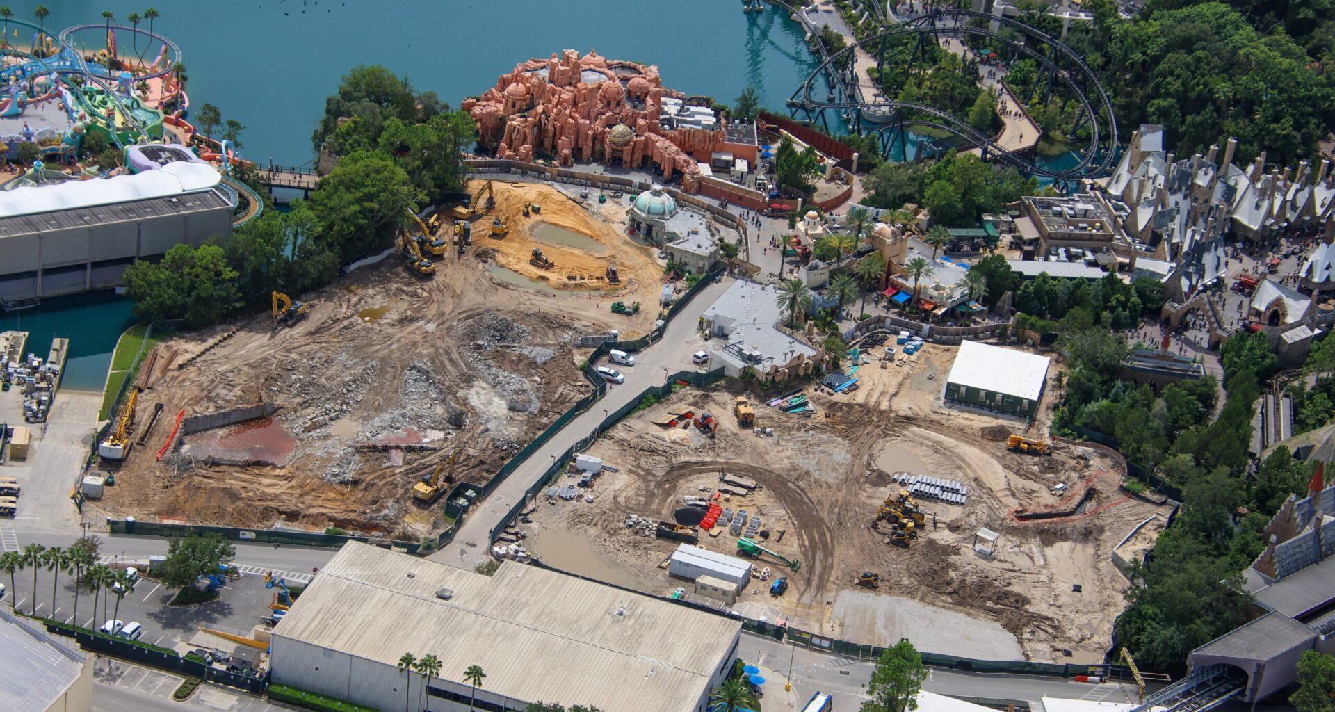 Crews have flattened most of The Lost Continent in Universal Islands of Adventure and constructed a new retaining wall.