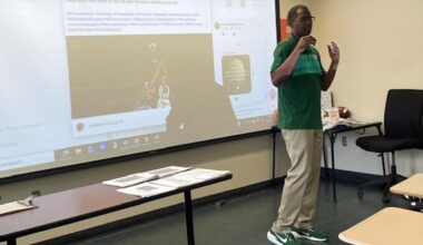 Charlie Ward Visits Sports Marketing Class