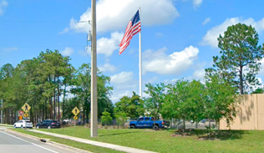 The American flag near the intersection of Old St. Augustine Road and Hartley Road in Mandarin, seen here in a file image, has been down for repairs for several weeks. Photo: Google Maps