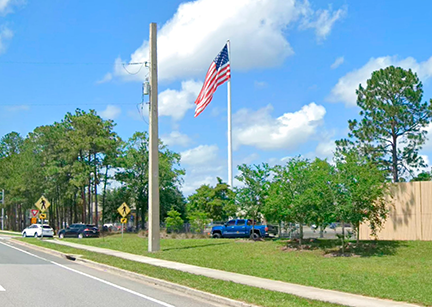 The American flag near the intersection of Old St. Augustine Road and Hartley Road in Mandarin, seen here in a file image, has been down for repairs for several weeks. Photo: Google Maps