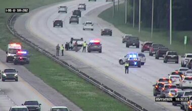 Traffic Alert: 3 southbound lanes of I-95 at Butler Blvd. closed due to crash with injuries