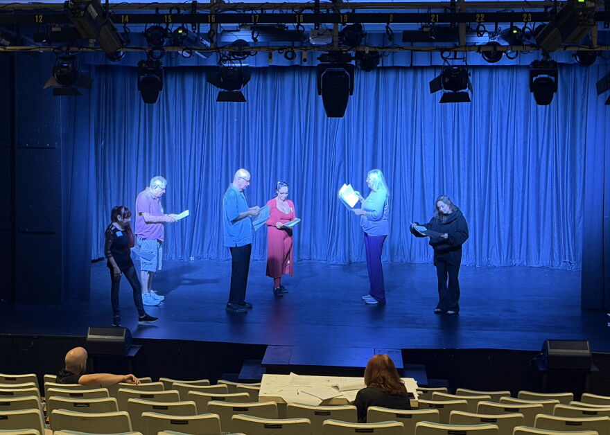 Actors using sides during audition at Cultural Park Theatre.