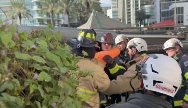 Man hugs firefighter after Brickell rig-collapse rescue