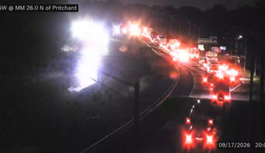 All lanes of I-295 South blocked at Pritchard Road due to crash