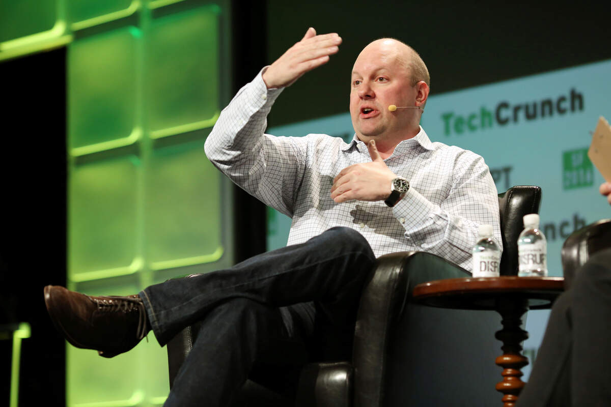 Marc Andreessen, of a16z, speaks during 2016 TechCrunch Disrupt in San Francisco.