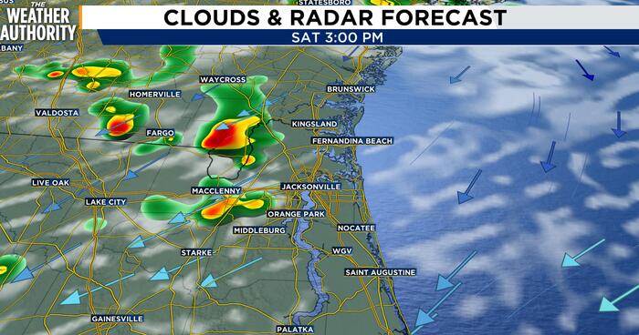 Scattered storms expected inland Southeast Georgia, Northeast Florida