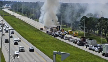 Vehicle fire closes southbound I-95 in Martin County