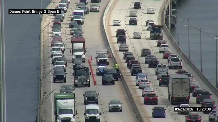Lanes reopen after 2 separate crashes on I-295 cause backups on Dames Point Bridge, Arlington area