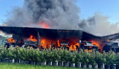 Firefighters battle pole barn fire in Martin County