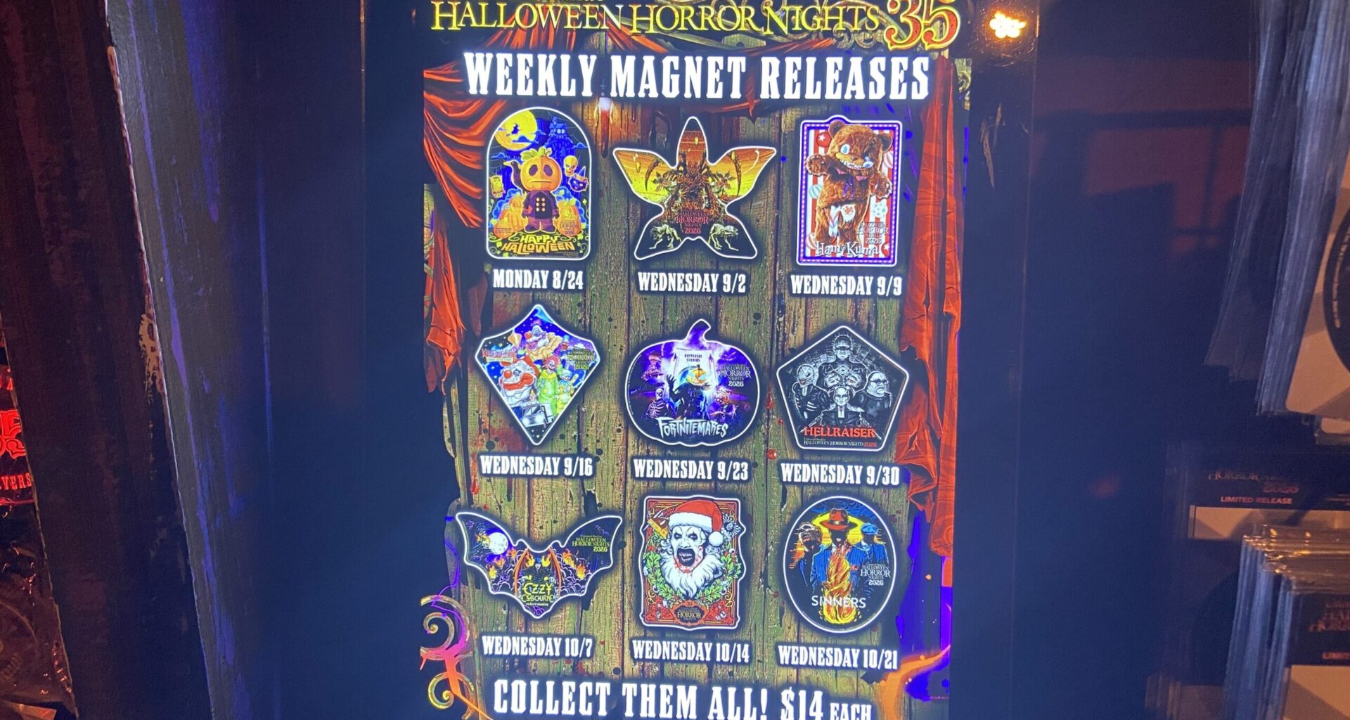 Each week of Halloween Horror Nights 35 at Universal Orlando Resort, a new magnet is released based on one of the event