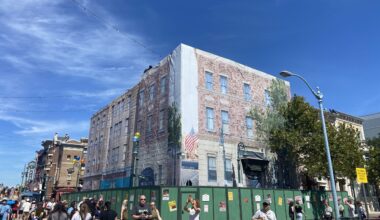 The Priscilla Hotel facade at Universal Studios Florida now has printed themed scrim, offering a slightly nicer view of the building for guests.