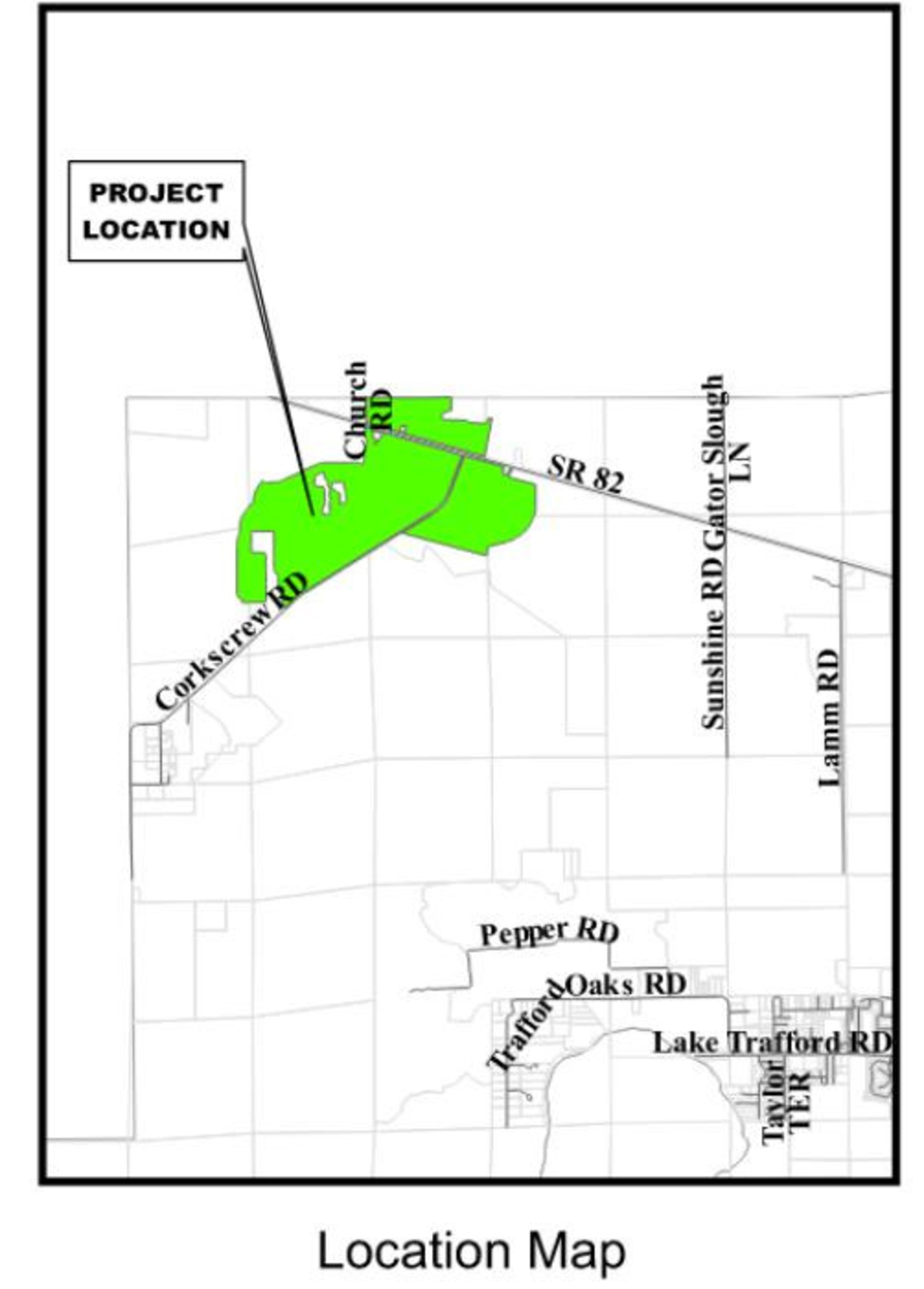 Map of the site proposed for the Corkscrew Grove East Village in eastern Collier County.