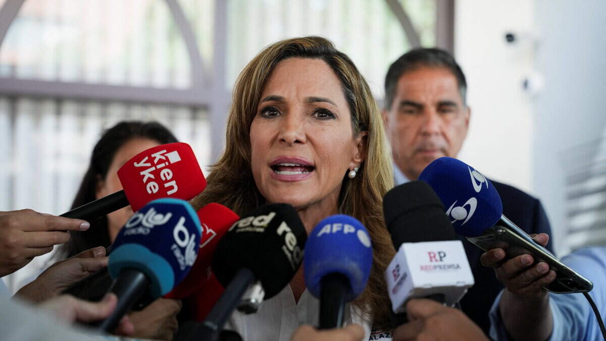 U.S. Representative Maria Elvira Salazar (R-FL) speaks to the media as Colombians vote in a runoff between right-wing presidential candidate Abelardo De La Espriella and leftist candidate Ivan Cepeda, in Barranquilla, Colombia, June 21, 2026. REUTERS/Jair Coll