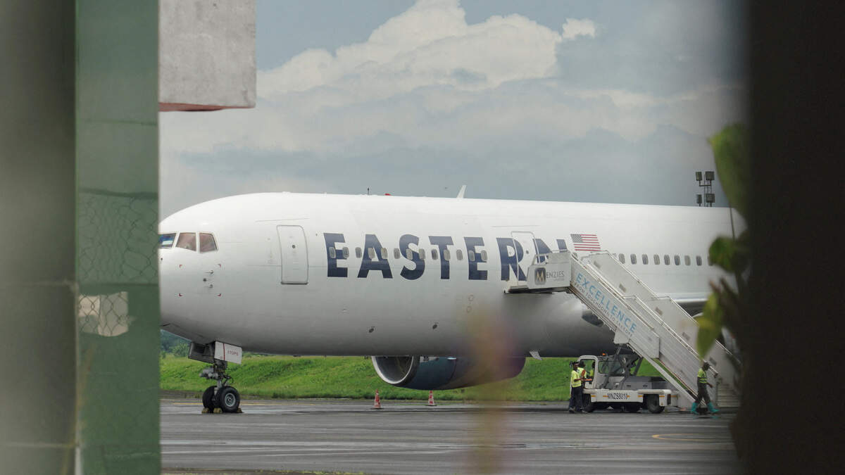 A plane carrying deportees from the United States arrives at Roberts International Airport, Harbel, near Monrovia, Liberia, on Aug. 20, 2026.