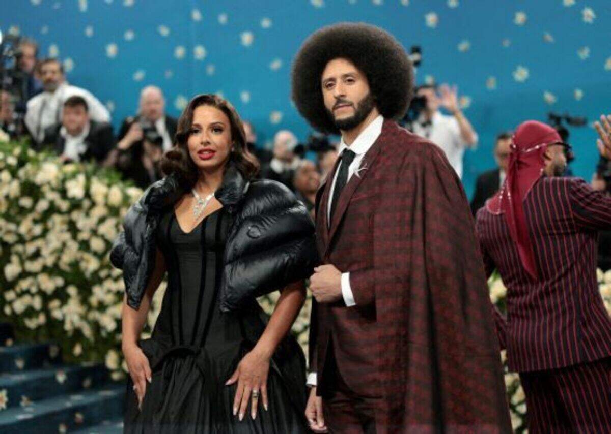Nessa and Colin Kaepernick pose during the Met Gala, an annual fundraising gala held for the benefit of the Metropolitan Museum of Art’s Costume Institute, in New York City, New York, U.S., May 5, 2025.