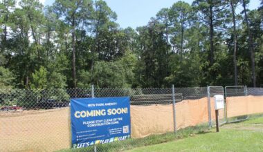 Construction is underway for the new boardwalk and educational pavilion at Moccasin Slough.