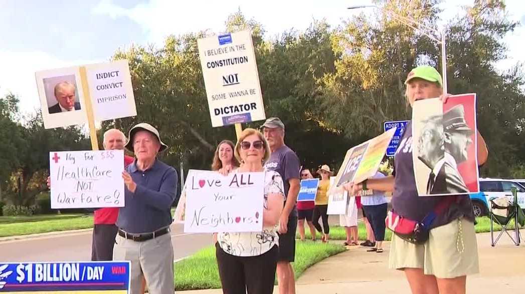 ICE protest draws opponents in Fort Myers after county operation