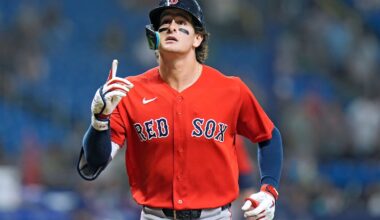 Roman Anthony celebrates his game-starting home run Friday in St. Petersburg, Fla.