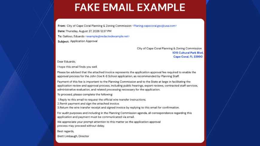 Cape Coral warns of email scam posing as city's planning department