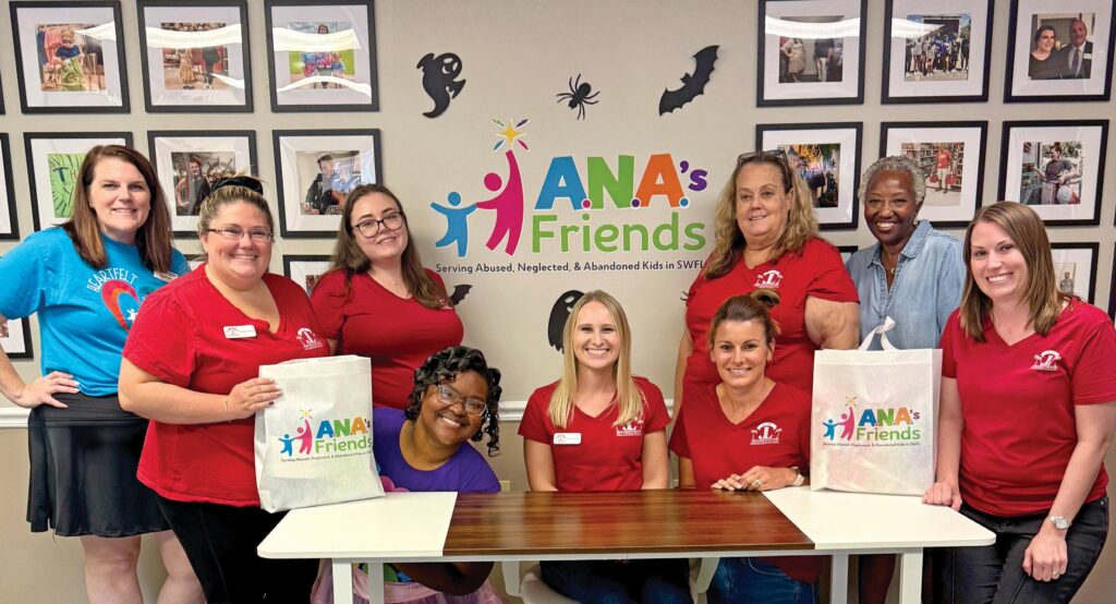 Members of the Junior League of Fort Myers, longtime Friends and supporters, lend a hand assembling hygiene bags for the Comfort Closet. COURTESY PHOTO