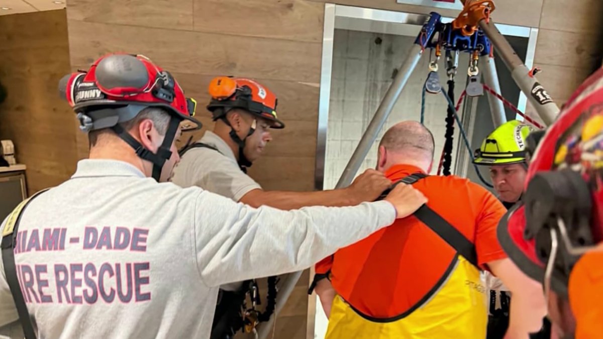 Stuck elevator rope rescue realized by Miami-Dade firefighters – NBC 6 South Florida