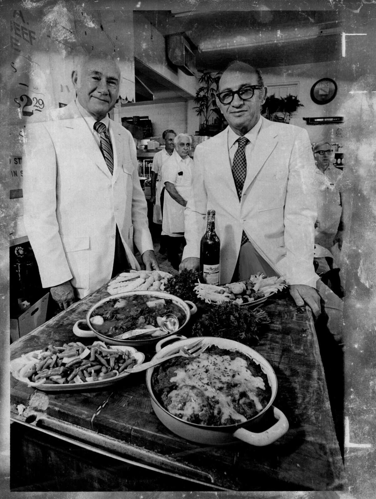 Epicure Market founders Edward and Leonard Thal with eggplant parm and beef stew.