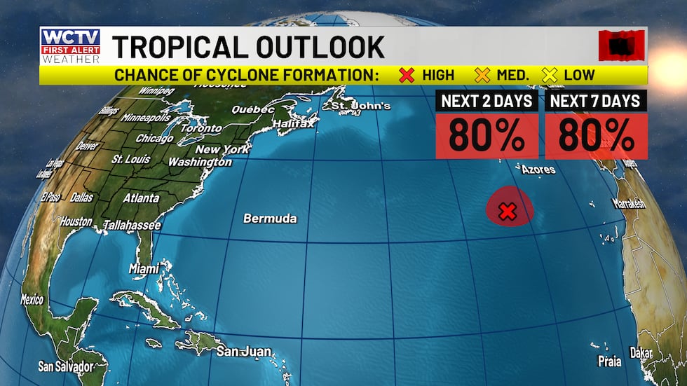 A high chance of tropical development in the next few days.