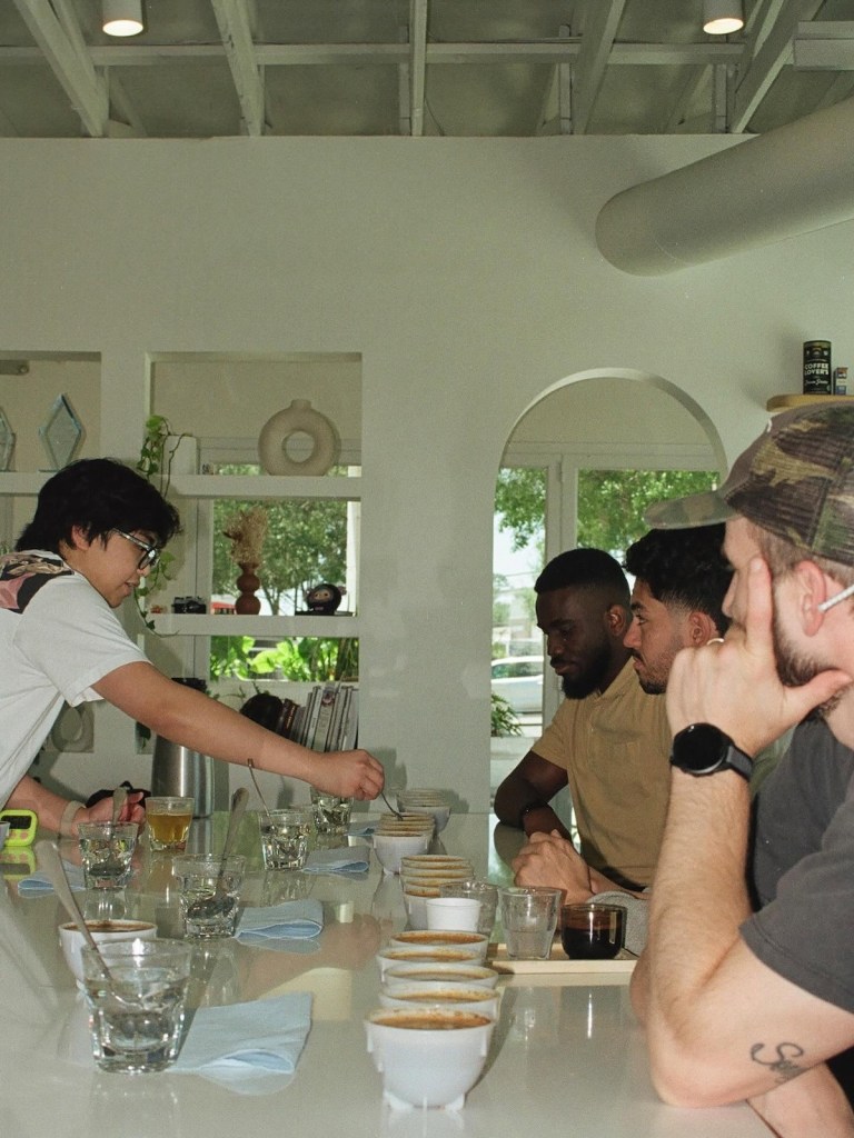 Lineage Coffee patrons drinking coffee