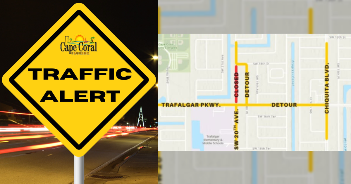 Cape Coral: SW 20th Ave. closes by Trafalgar Pkwy. Sept. 21 | Lee County