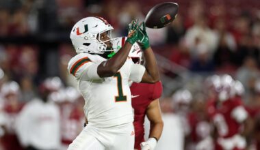 Mensah throws 5 TD passes, Toney sets record in No. 7 Miami's 45-6 win over Stanford