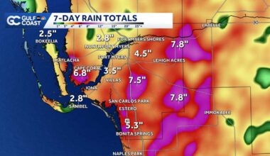 How much rain has fallen recently in Southwest Florida?