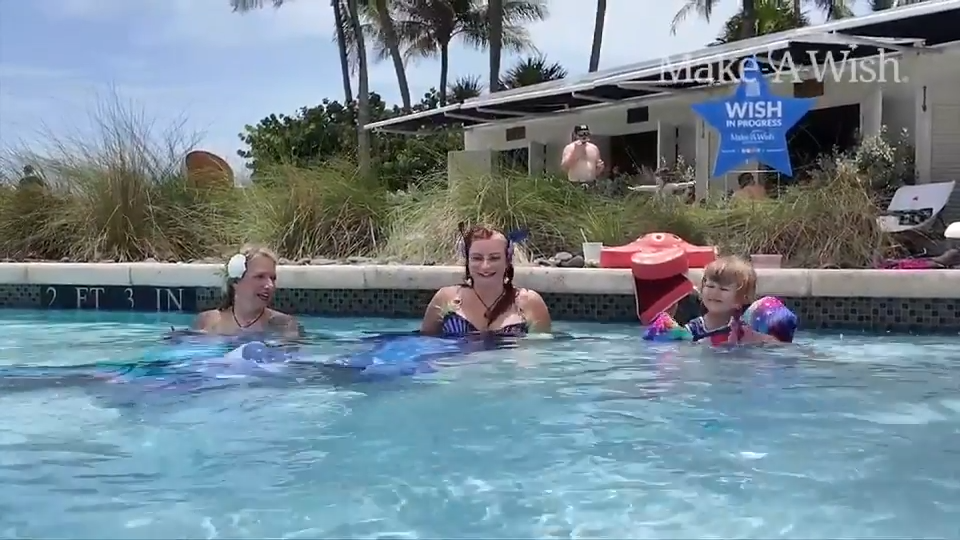 3-year-old girl gets to swim with mermaids in Boca Raton thanks to Make-A-Wish Southern Florida - WSVN 7News | Miami News, Weather, Sports