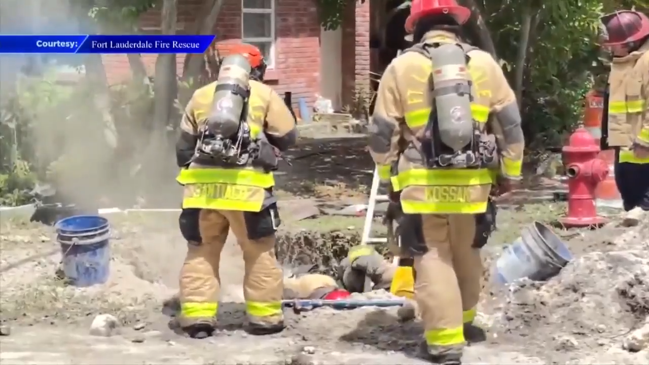 FLFR crews work to cap gas leak in Fort Lauderdale - WSVN 7News | Miami News, Weather, Sports