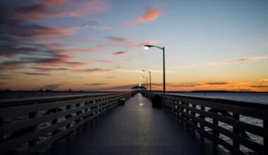 Ballast Point Pier extending into Tampa Bay at sunset