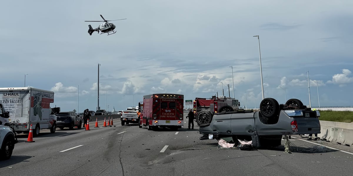 Crash closes lanes on Howard Frankland Bridge