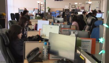 Dozens of crisis coordinators work phones inside the Crisis Center of Tampa Bay call center