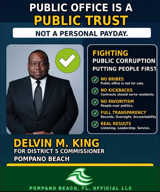A Facebook post promoting Delvin King as honoring "the public trust." The public record tells a very different story (Facebook)